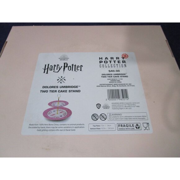 Harry Potter Dolores Umbridge Two Tier Cake Stand Pink Floral Cats Open bx - Picture 3 of 16